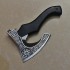 HIGH CARBON STEEL AXE HEAD ON ACID ENGRAVING WITH ASHWOOD HANDLE AND FINE LEATHER SHEATH