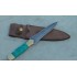 CUSTOM HANDMADE DAMASCUS STEEL DAGGER KNIFE STONE GREEN HANDLE WITH FINE LEATHER SHEATH