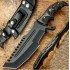 HANDMADE J2 STEEL TRACKER KNIFE WITH POWER COATING BLADE BLACK MICARTA BLADE WITH FINE LEATHER SHEATH